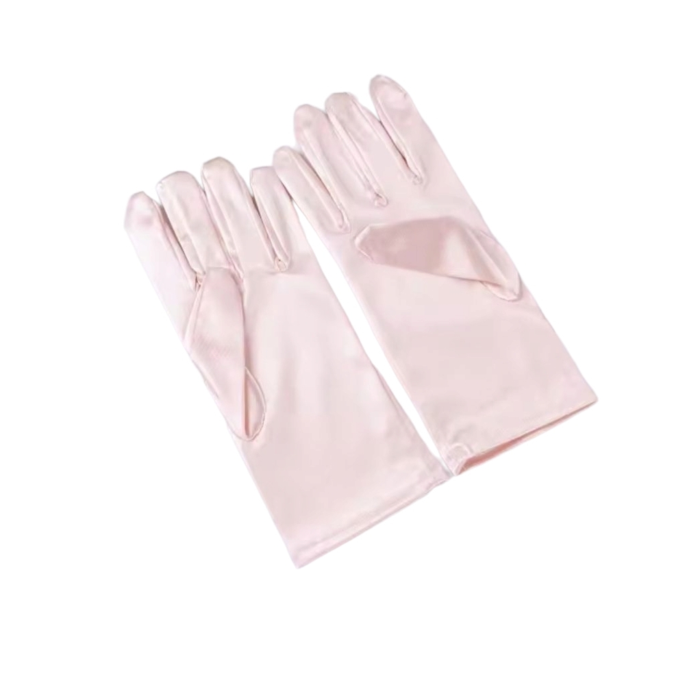 Elegant Pink Champagne Satin Gloves